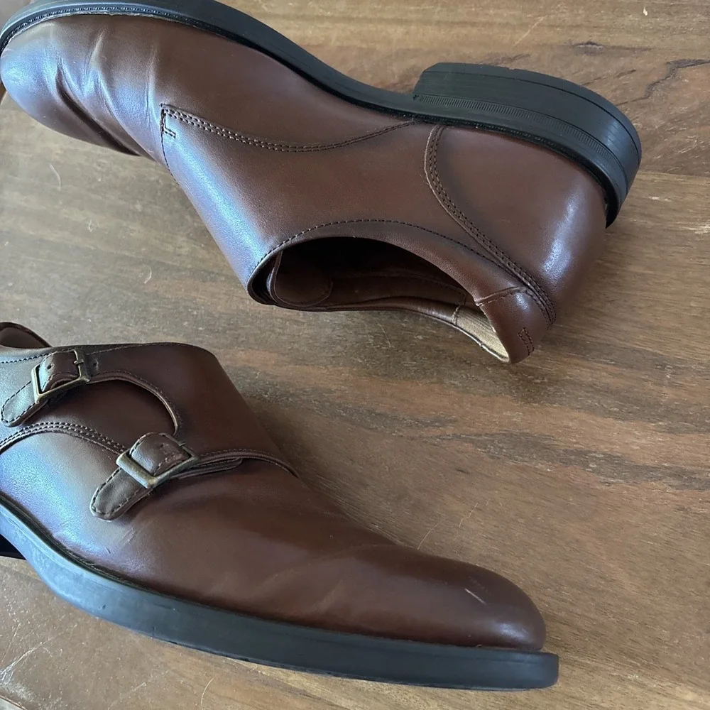 Men's Dress Shoes Size 11.5 Cognac Brown Apt. 9 Howiee Eco Ortholite Monk Strap
